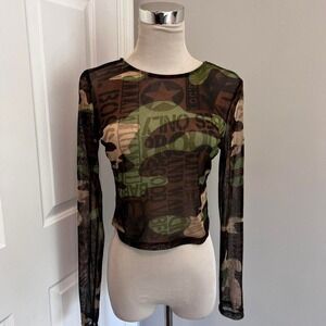VINTAGE CAMO WINDSOR SHEER ALL OVER PRINT LONG‎ SLEEVE SHIRT